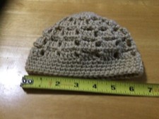 Toddler Hand Crochet Tan Hat Beanie Toboggan Small