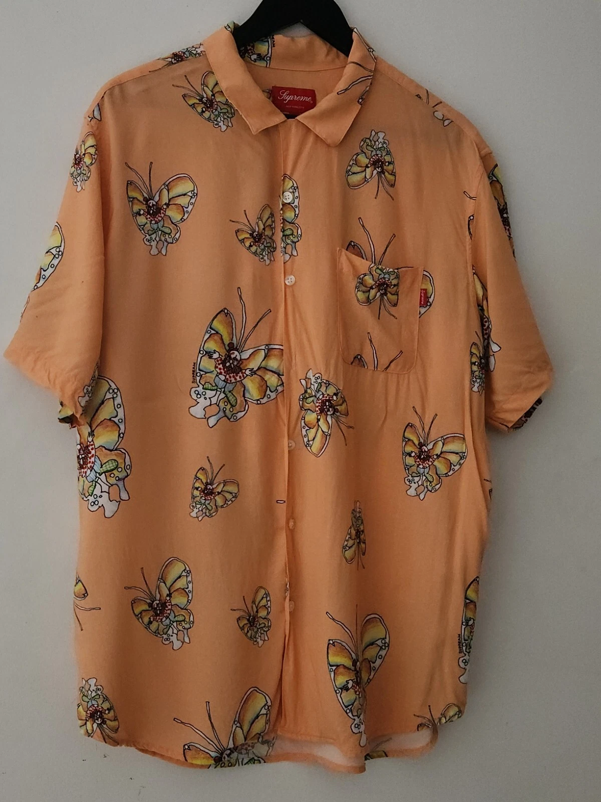 Chemise SS16 Supreme Butterfly Rayon Peach XL manches courtes Gonz Supream Gonz rare