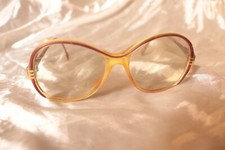 Vintage 174-2 NOPB Eyeglasses Frame Butterfly Oversized Caramel/Red Glasses 70s
