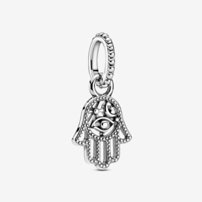 Neu Original Echt Pandora Silber Schutz Hamsa Hand Dangle Charm 799144C0