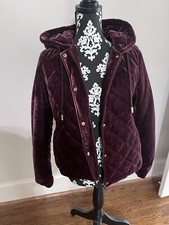 Women's Burgundy/purple Quilted Velvet Coat Size Medium-nwt