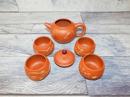 Clay Tea Set Teapot with 4 cups - Picture 2 of 12