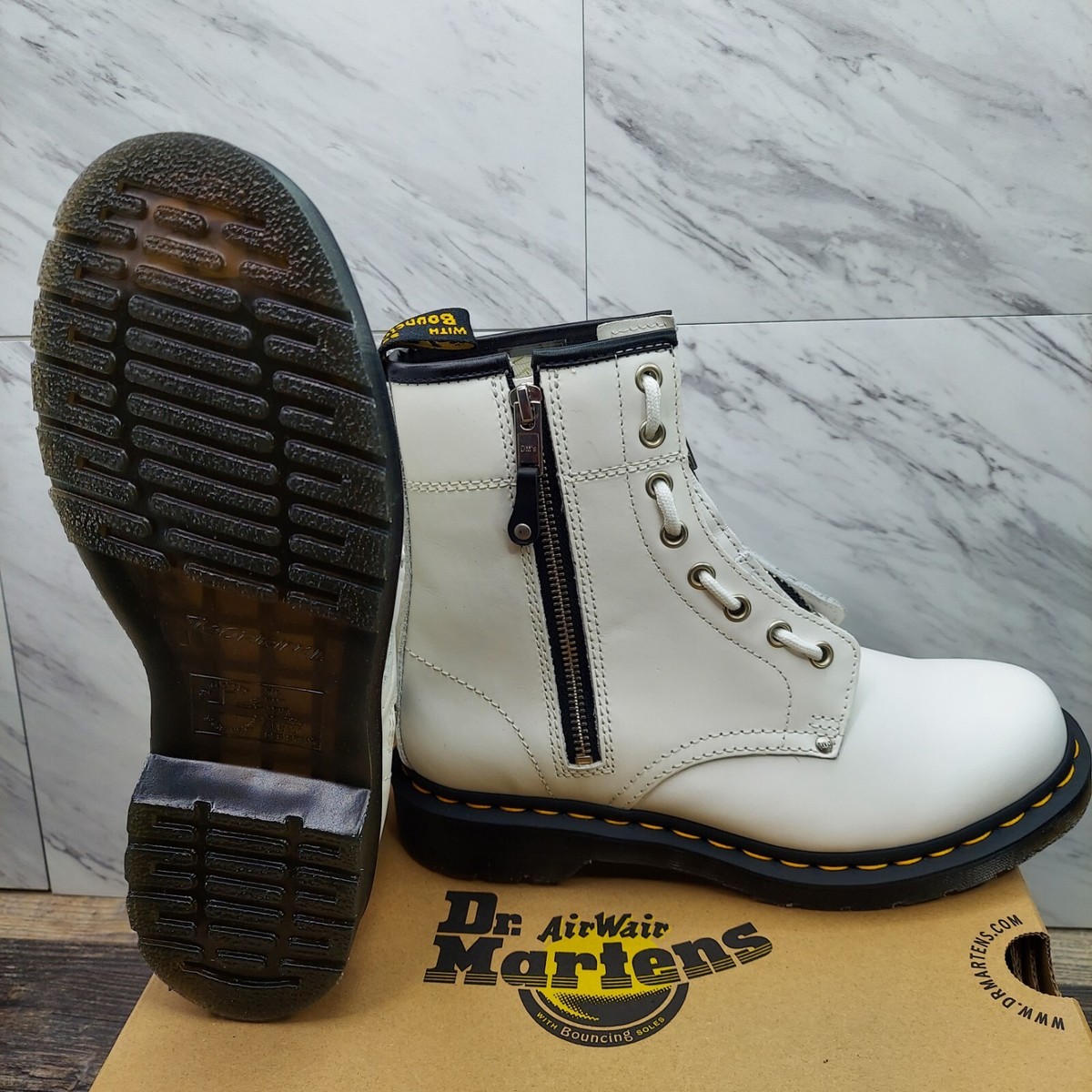 Dr Martens 1460 Twin Zip Sendal Leather Lace Up Boots