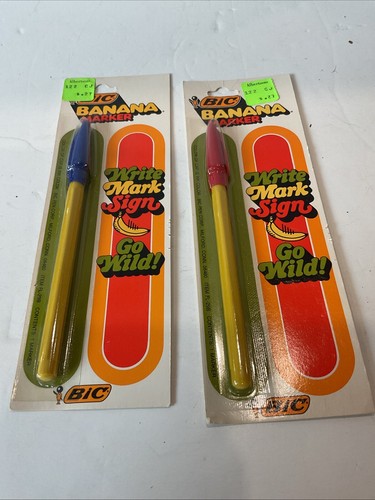 (2)NEW SEALED Vintage 1970s Bic Banana Markers - Picture 1 of 2