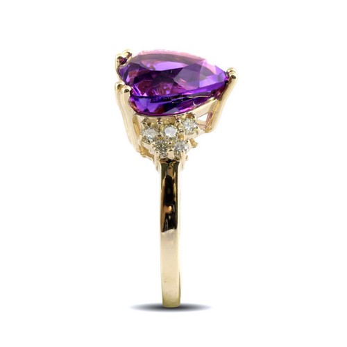 Natürlicher Amethyst 3,69 Karat Set in 14K Gelbgold Ring mit Diamanten - Bild 3 von 3