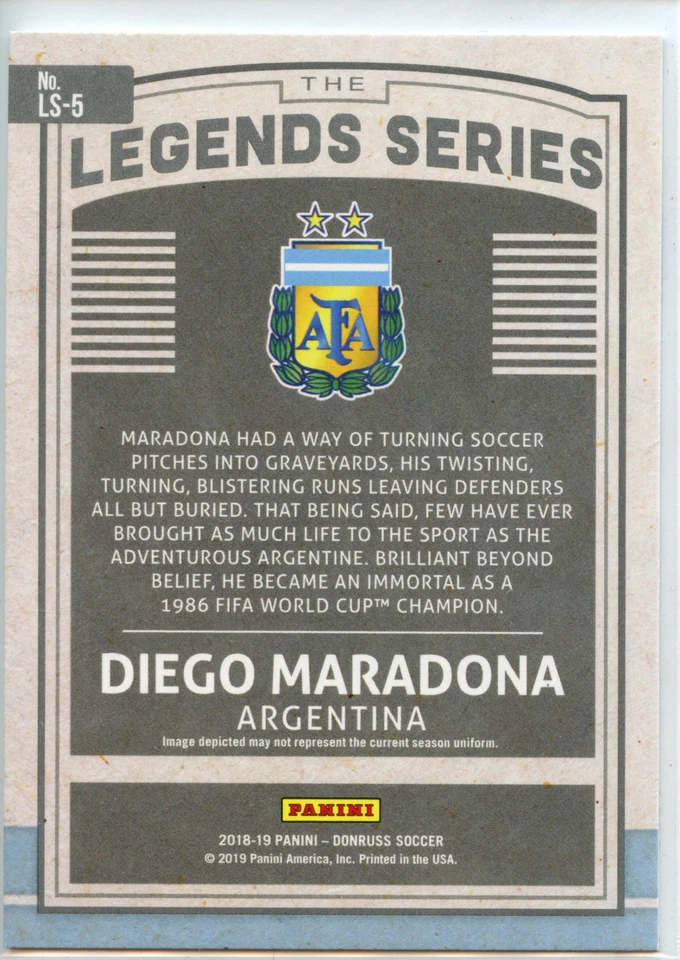 2018-19 Donruss Soccer Legends Series #LS-5 Diego Maradona - Argentina Qty - Image 2 of 2
