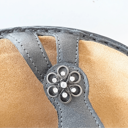 NAOT Melody Metallic Road Pewter Leather Double Strap Sandal Size 41 EU Sandals - Picture 7 of 10
