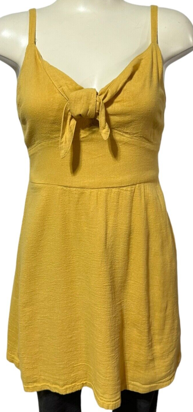 Hollister Yellow Knot Front-Tie Midi Sundress for Women Size M-image