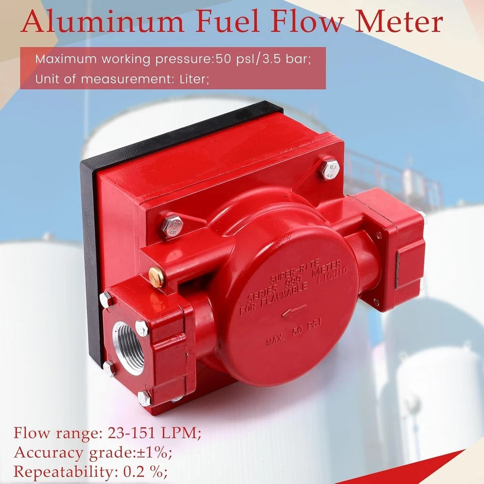 4 DIGIT Fuel Flow Meter 1 Inch 1" Outlet Liter Litre Transfer Pump Measure NEW - Image 3 of 4