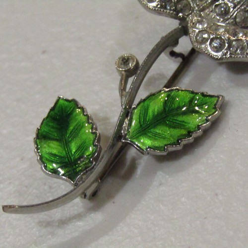 Vintage Brosche Böhmisches Glas Emaille Rose Art Deco - Bild 2 von 7