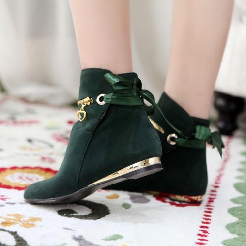 Womens Faux Suede Round Toe Sweet Flat Heels Ankle Boots Pull On Boot ALL US Sz - Picture 10 of 17