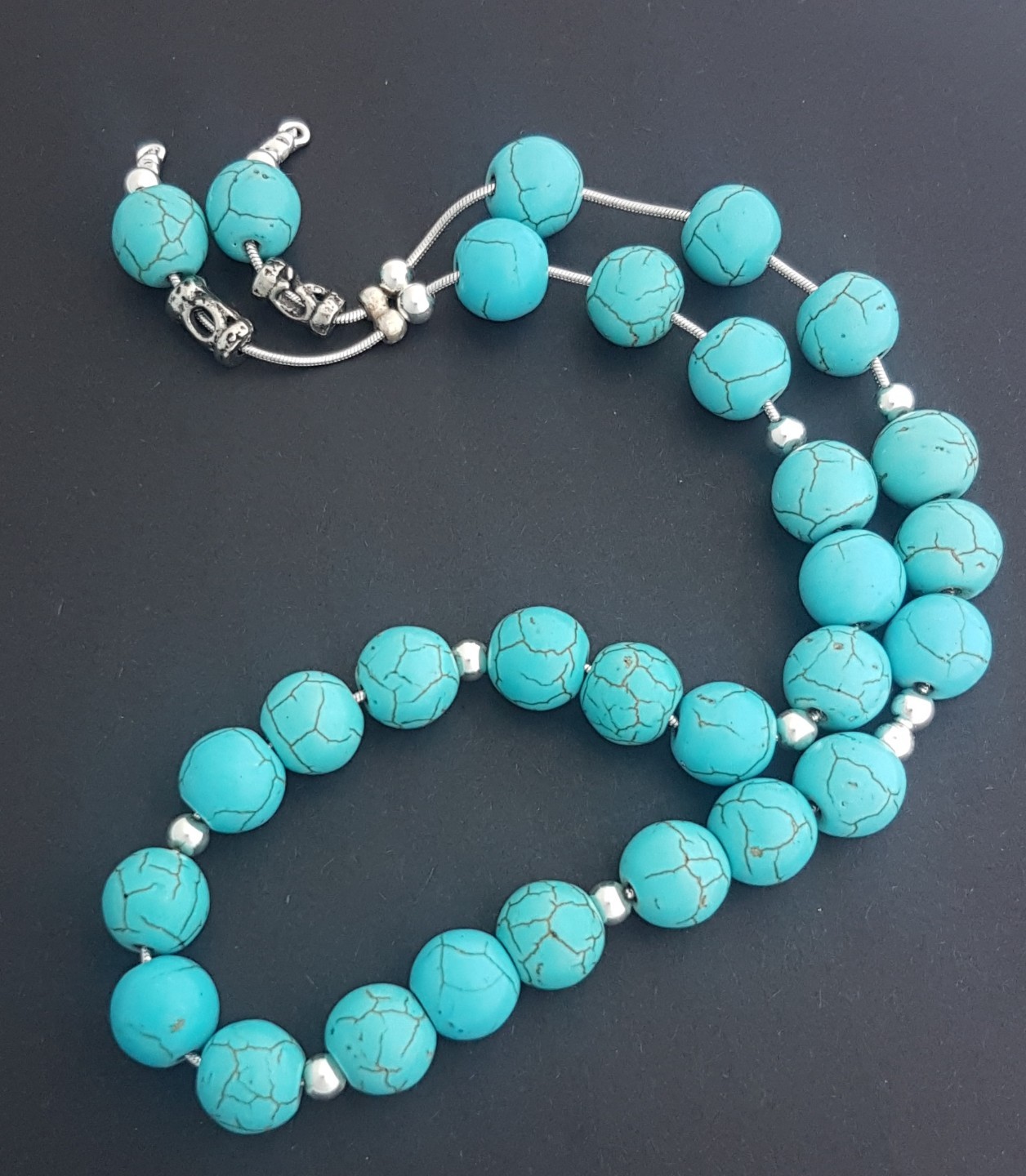 Tasbih Worry Bead Komboloi sterlimg silver chain blue turquoise JCE27 4