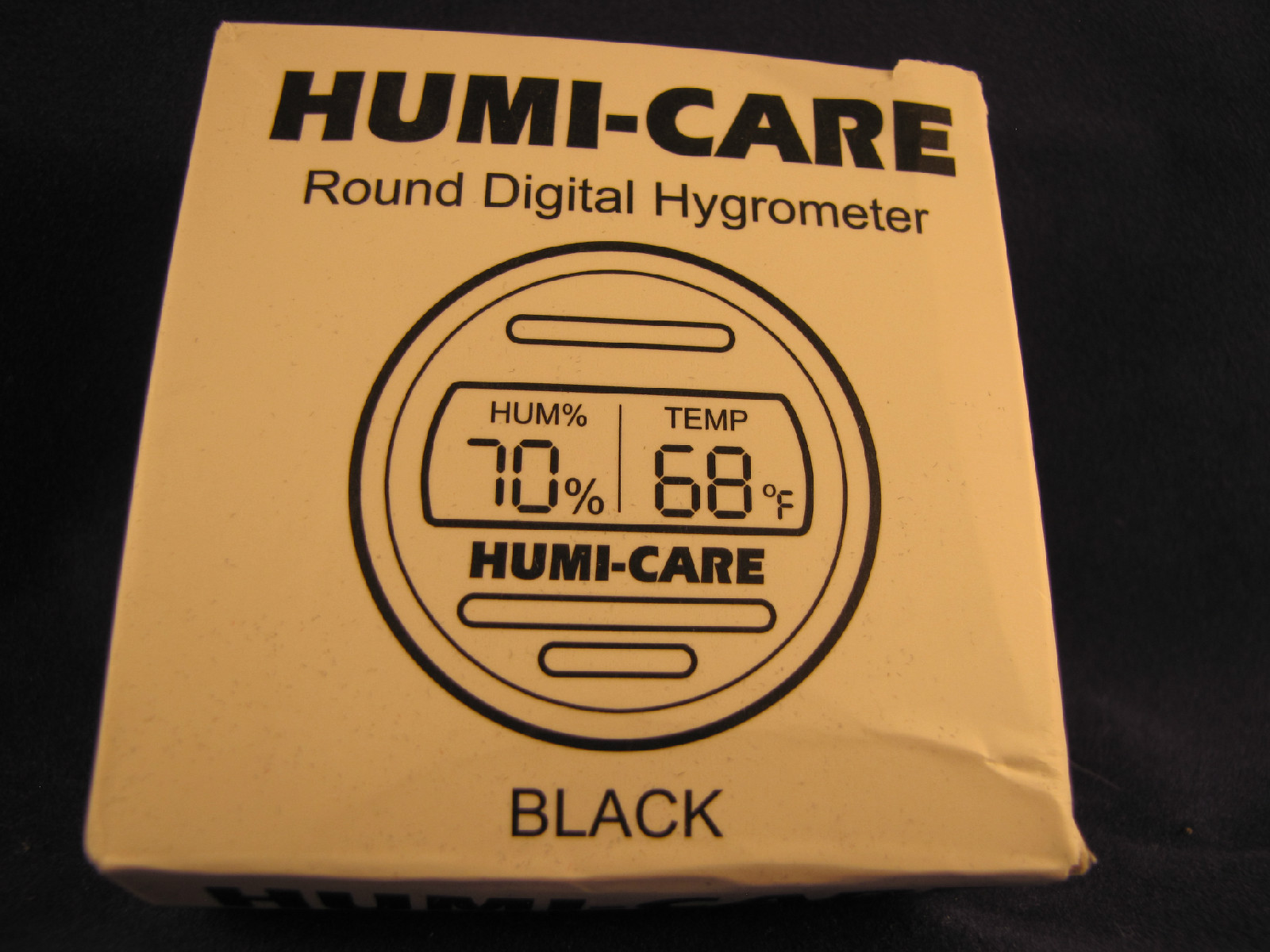 HumiCare Black Ice Round Digital Hygrometer for Cigar Humidors New