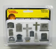 WOODLAND SCENICS A2726 TOMBSTONES 11 PACK O GAUGE railroad layout WDS2726 NEW