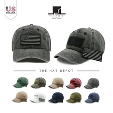 Cotton Cap -  The Hat Depot Cotton & Pigment Low Profile USA Flag baseball cap