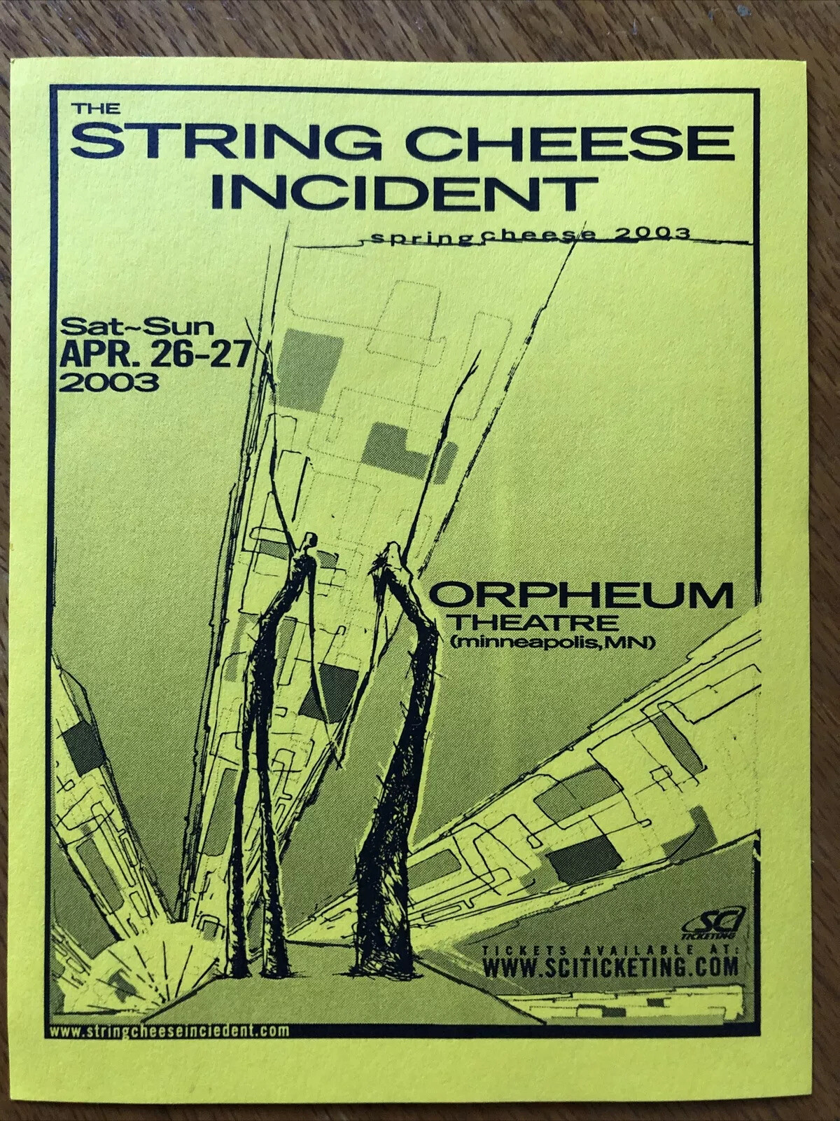 Promo Flyer The String Cheese Incident Orpheum Theatre Spring 2003 Vintage