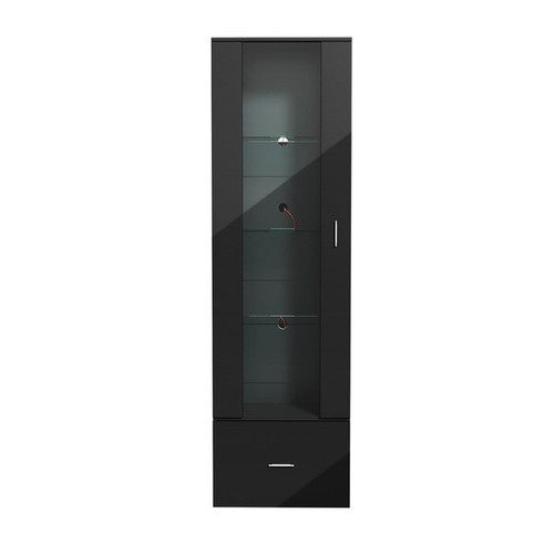 Display Cabinet Buffet Sideboard LED Light High Gloss Glass Door Black - Picture 5 of 7