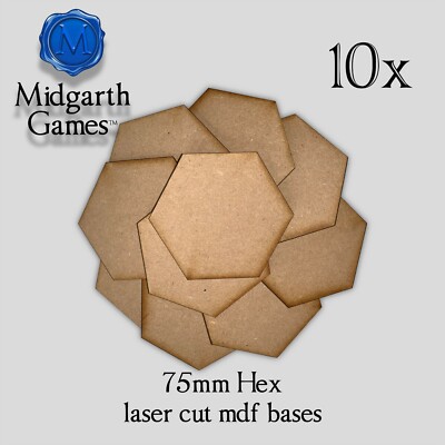 10x Hex 75mm MDF Miniature Bases Warhammer Laser Cut 40K FAST SHIPPING