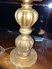 Vintage Italian Gold Wood Toleware Table Lamp Two Light Boudoir Desk Lamp Roses — photo 4