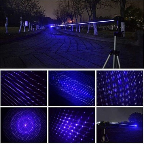 Blue Laser Pointer Adjustable Visible Beam Dot Light + 5 Caps + Battery - Picture 12 of 14