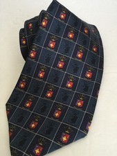 Greek Silk Tie Mens Blue Plaid Check Necktie Made In USA Classic Sartorial