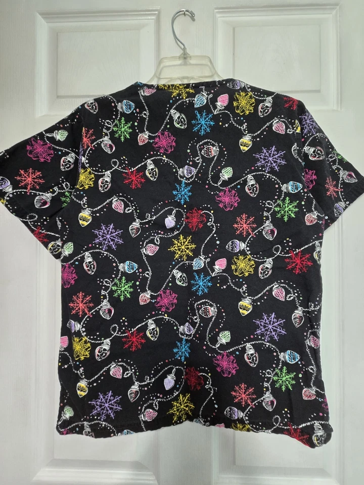 UA Scrubs Scrub Top size XS-CHRISTMAS "Silver Bells"-Chest 19.5"/L 24.5" - Image 2 of 4