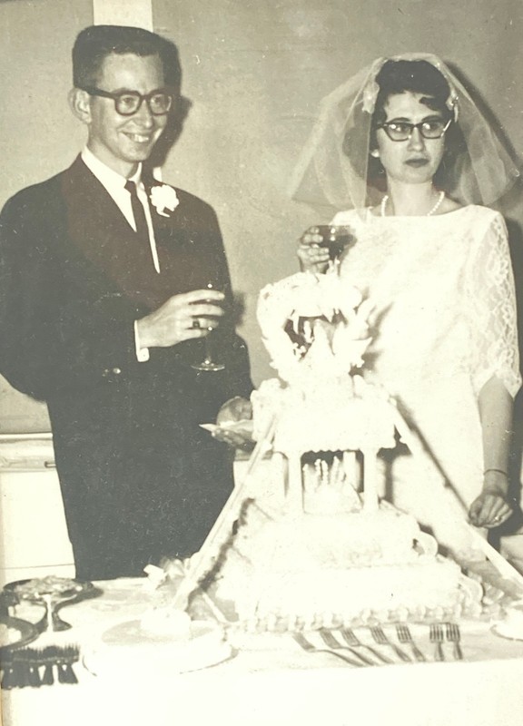 Black & White Wedding Photo Gold Frame Vintage 1950s 60s Funny Humorous Couple
