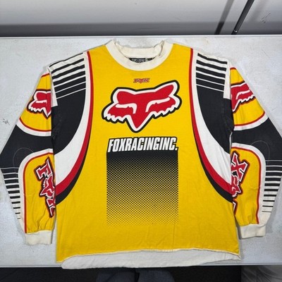 Vintage Fox Racing Motocross Moto Jersey FX Red Yellow Cotton