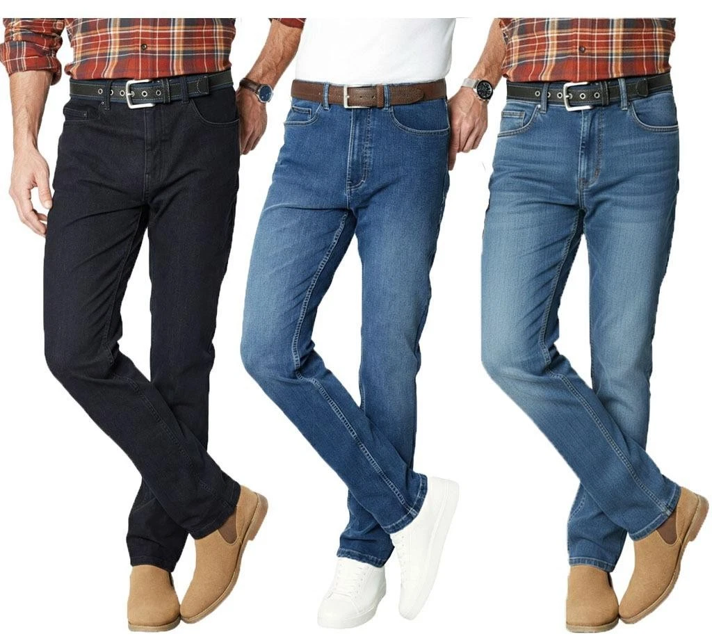 Men's Slim Fit Jeans Stretch Pant Denim Trouser classic Stonewash Black andBlue