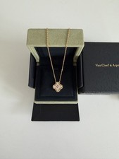 Van Cleef  Arpels Vintage Alhambra Diamond 18K Yellow Gold Pendant Necklace VCA