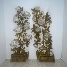 Pair of Mid Century Modern dogwood flowers wall art Syroco Hollywood Regency ‘72