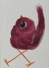 ACEO Original Painting, Bird Impressionism Oil Art, Emmer Plaxe, Animal Abstract