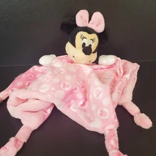 Disney Baby Minnie Mouse Pink Lovey Plush Pacifier Holder Security Blanket Knots