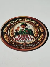 Birra Moretti 8 Inch Round Metal Bar Plaque Vintage Retro Man Cave Wall Sign