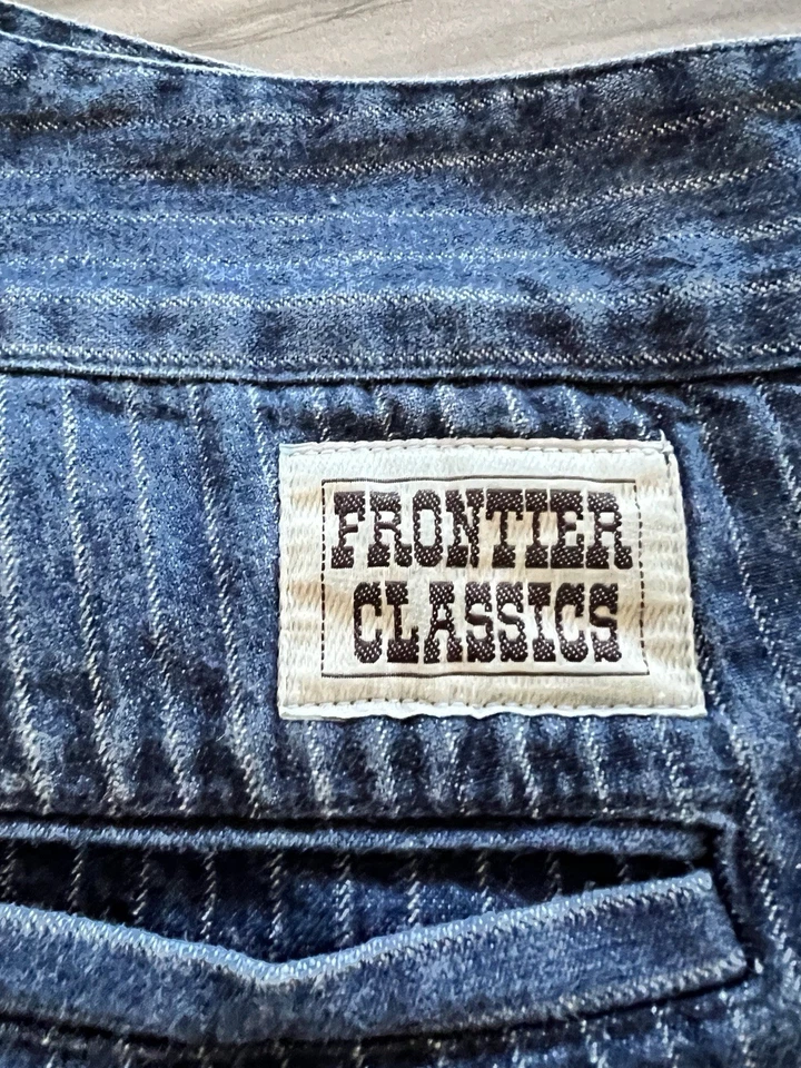 Frontier Classics Buckle Denim Striped Western Pants Suspenders 42x31” Cowboy - Image 3 of 4