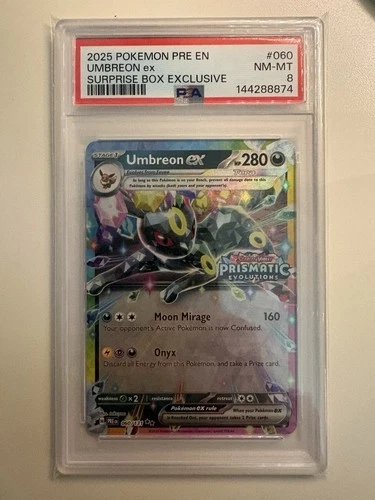 PSA 8 NM - MINT UMBREON EX Prismatic Evolutions Stamped Pokemon Card 060/131