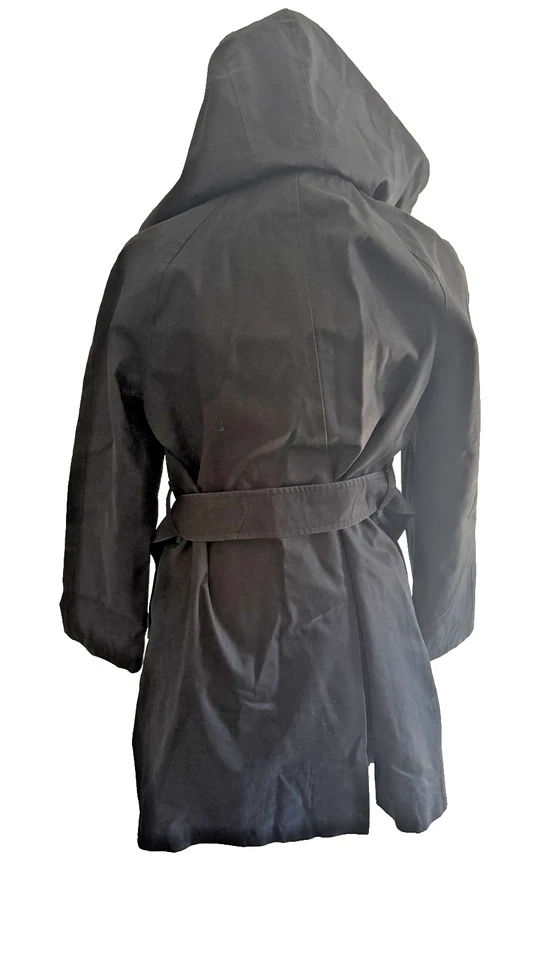 Burberry Black Women's Trench Coat with Hood Size 4 Petite - Image 3 of 4