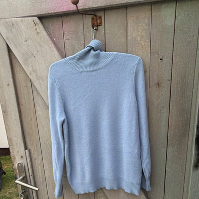 Peter Hahn Damen Pullover Kaschmir Strick Hellblau Rollkragen Langarm Uni S