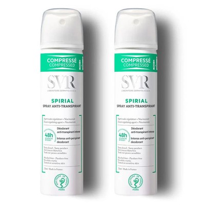 SVR Spirial Antiperspirant Deodorant Spray Pack of 2 x 75 ml