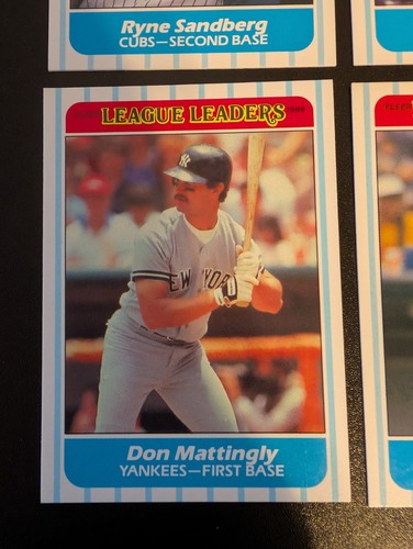 1986 Fleer League Leaders - 4 Card Lot (Puckett, Sandberg, Boggs, and Mattingly) - Picture 4 of 6