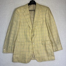 Brooks Brothers Yellow Blue Windowpane 100 Silk Blazer 42R Sport Coat