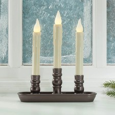 Window Candle LED 3-Light Trio Battery Operated Realistic Christmas Candle TIMER