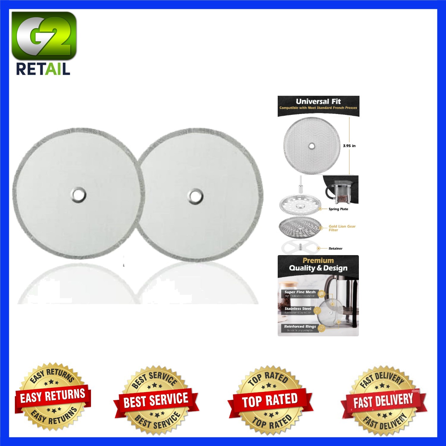 S - Fits Bodum & More - 4-inch Diameter