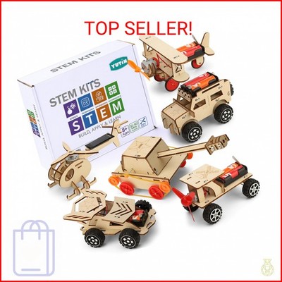 Yutin STEM Kits for Kids Age 8-10 10-12, 6 Set Wood Building Projects Crafts Sci