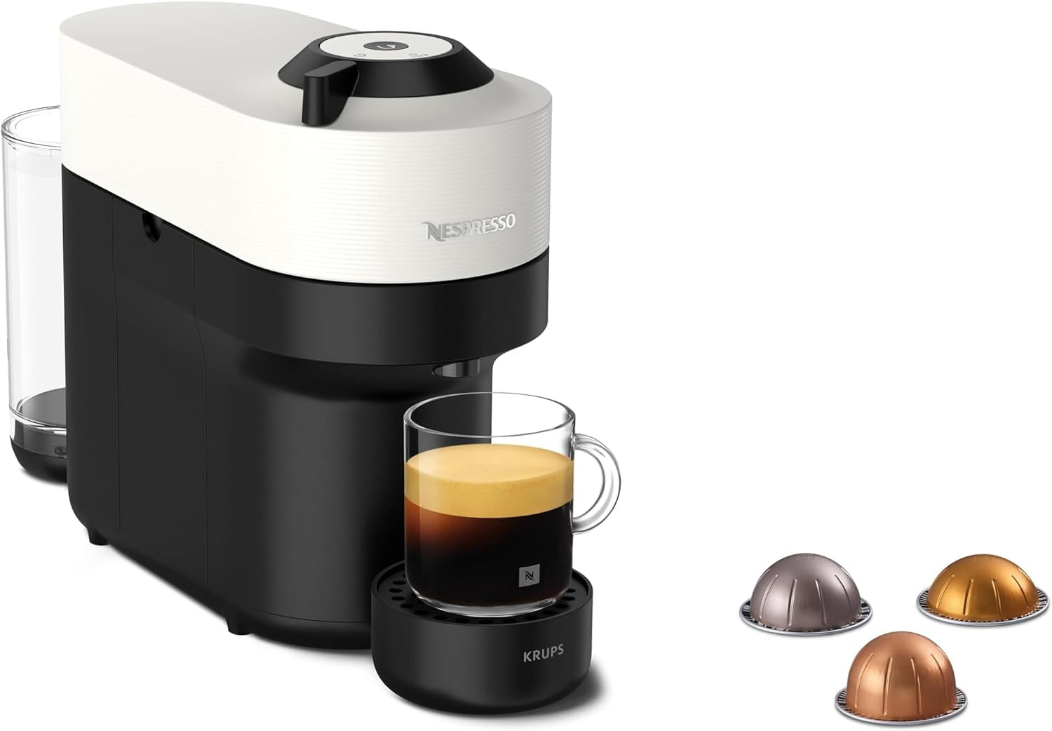 Krups Vertuo Pop XN9201K, Macchina Caffè, Coconut White, Sistema Capsule Vertuo,
