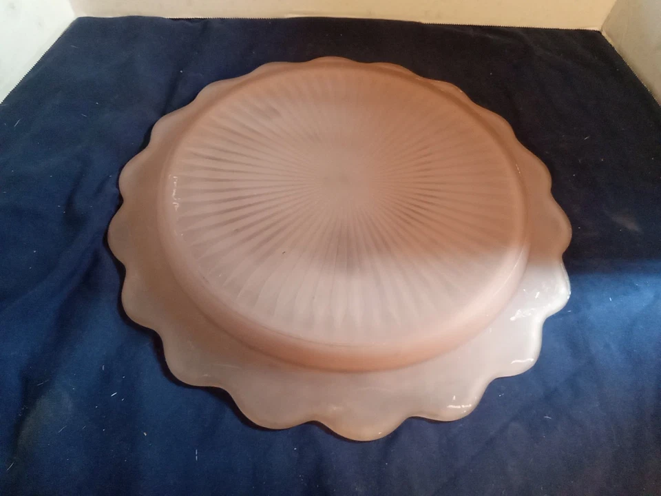Vintage Hocking Glass~ Old Colony "Lace Edge" Pink Frosted Satin Tray/ Platter - image 4 of 4