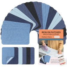 Iron On Patches for Clothes 24pcs, 3" x 4.1", Blue Black
