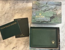 Rolex Oyster Green Leather Presentation Box Luxury Wood Interior & Papers