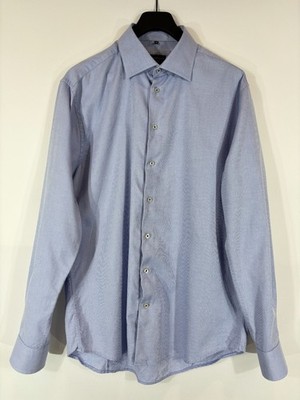 GINO MARCELLO Modern Fit Shirt Men's XL Button-Up Collared Long Sleeves Blue