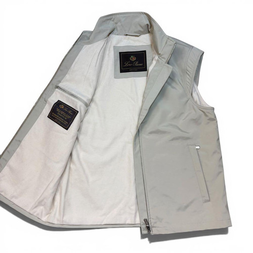 Loro Piana Storm System Cashmere Blend Nylon Vest M Beige Mens Double Zip
